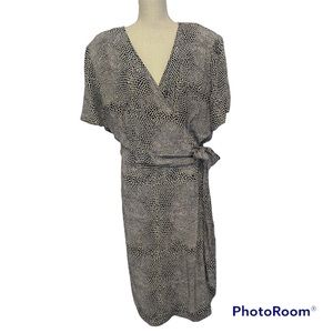 🐣 Animal print snake spots size 24 wrap dress padded shoulder Maggie London